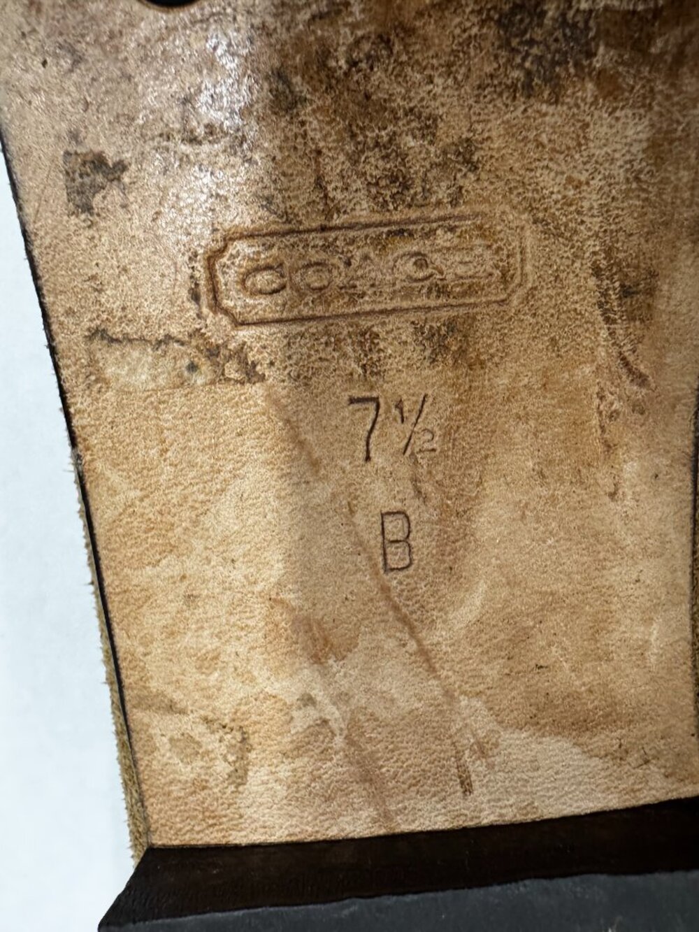 Vintage COACH Womens' Camel Natural Suede Flats Penny Loafers Buckle Stitch Deta - Picture 8 of 10